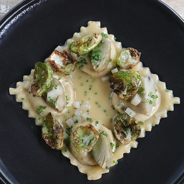 Duck Ravioli, Artichoke, Celeriac, Aged Balsamic