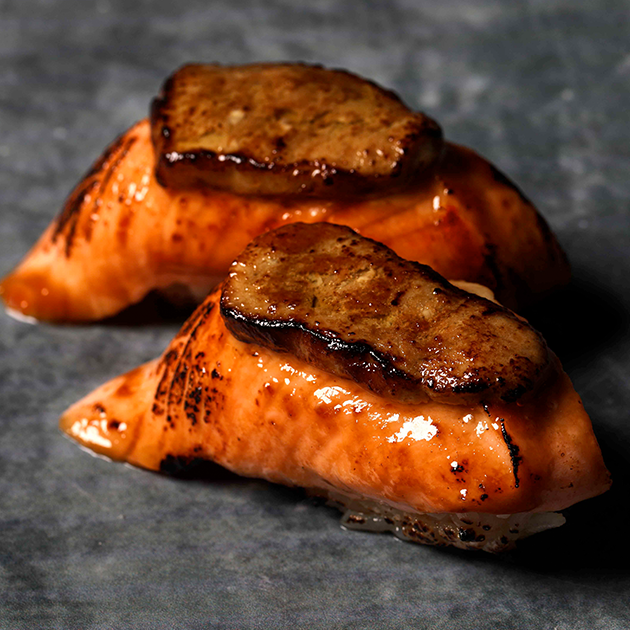 Salmon and Foie Gras Aburi Nigiri