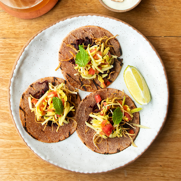 Black corn and Beetroot Taco